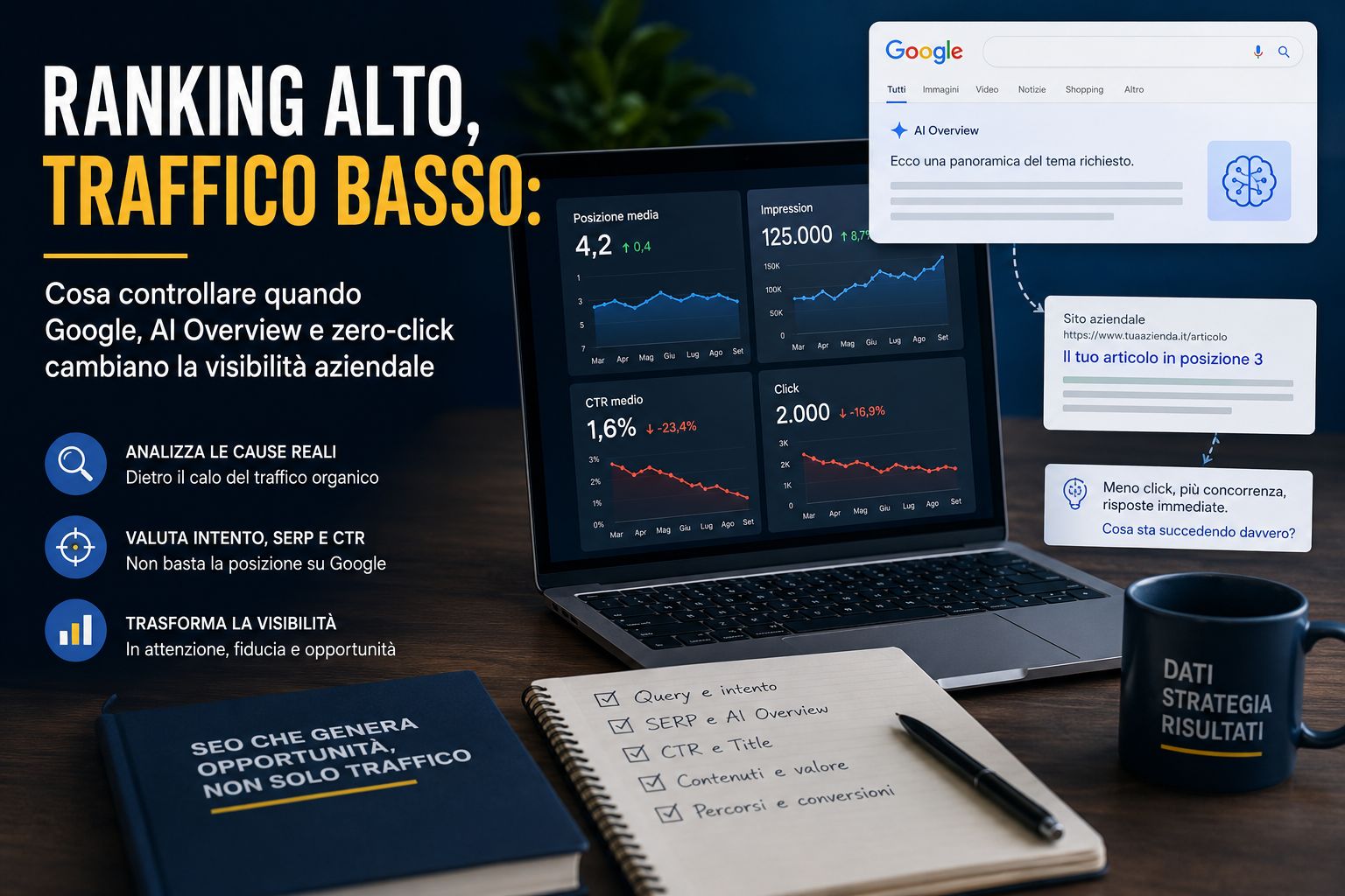 Ranking alto, traffico basso: cosa controllare nella SEO oggi