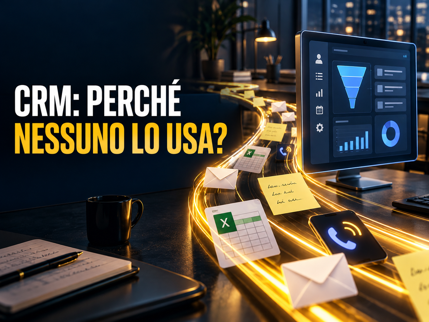 Flusso di email, fogli e note che aggira il CRM aziendale